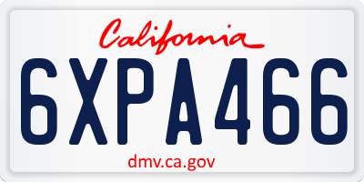 CA license plate 6XPA466