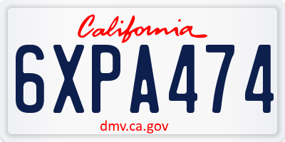 CA license plate 6XPA474