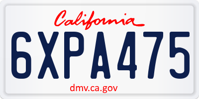 CA license plate 6XPA475