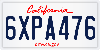 CA license plate 6XPA476