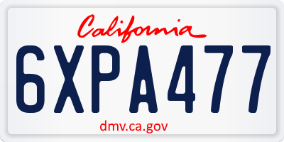 CA license plate 6XPA477
