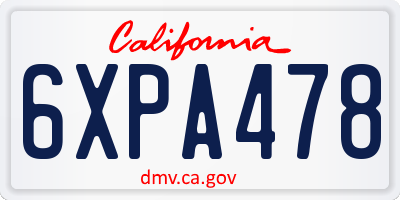 CA license plate 6XPA478