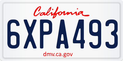 CA license plate 6XPA493