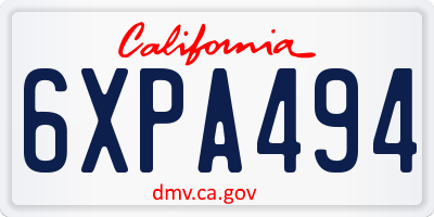 CA license plate 6XPA494
