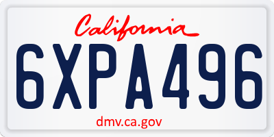 CA license plate 6XPA496