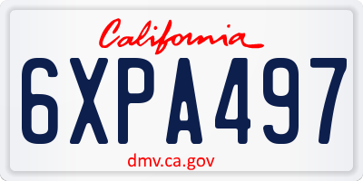 CA license plate 6XPA497
