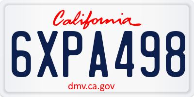 CA license plate 6XPA498