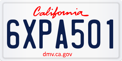 CA license plate 6XPA501