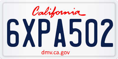CA license plate 6XPA502