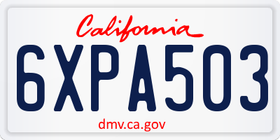 CA license plate 6XPA503
