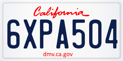CA license plate 6XPA504