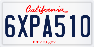 CA license plate 6XPA510