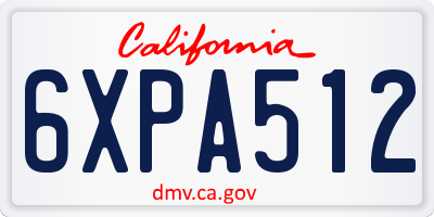 CA license plate 6XPA512