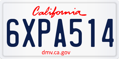 CA license plate 6XPA514