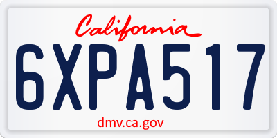 CA license plate 6XPA517