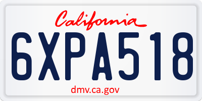 CA license plate 6XPA518