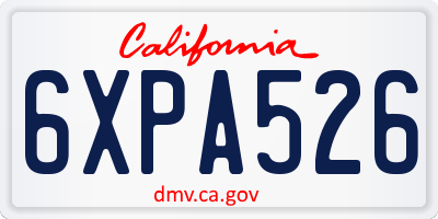 CA license plate 6XPA526