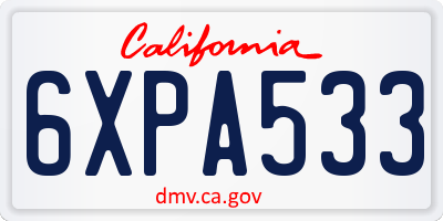 CA license plate 6XPA533