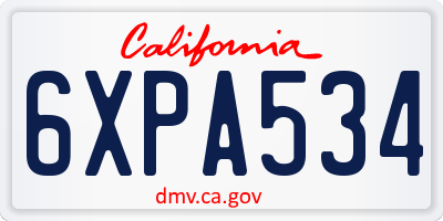 CA license plate 6XPA534