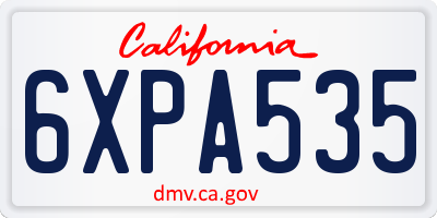 CA license plate 6XPA535