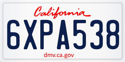 CA license plate 6XPA538