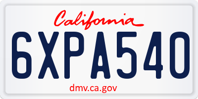 CA license plate 6XPA540