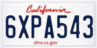 CA license plate 6XPA543