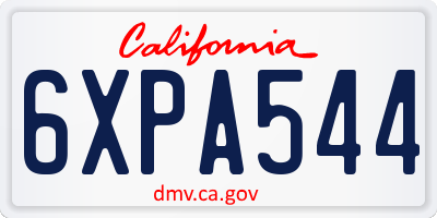 CA license plate 6XPA544