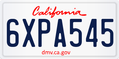 CA license plate 6XPA545