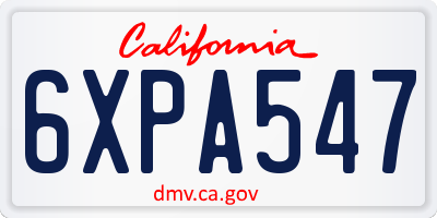 CA license plate 6XPA547