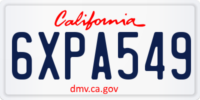 CA license plate 6XPA549