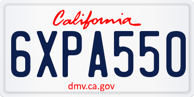 CA license plate 6XPA550