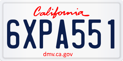CA license plate 6XPA551