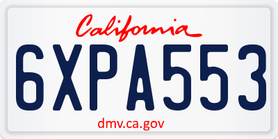 CA license plate 6XPA553