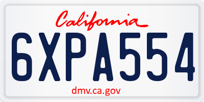 CA license plate 6XPA554