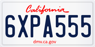 CA license plate 6XPA555