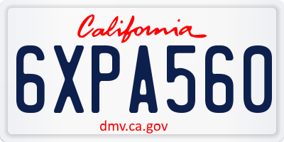 CA license plate 6XPA560