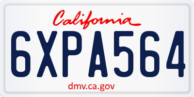 CA license plate 6XPA564