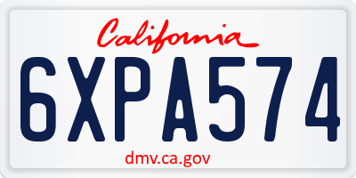 CA license plate 6XPA574