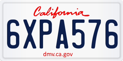CA license plate 6XPA576