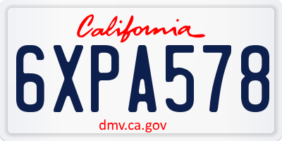 CA license plate 6XPA578