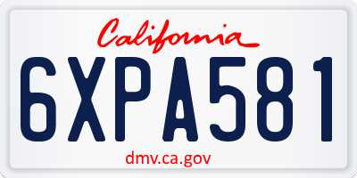 CA license plate 6XPA581