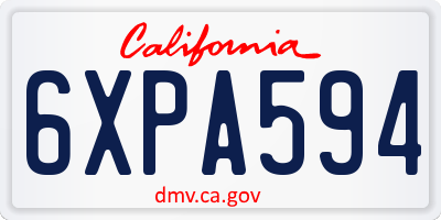 CA license plate 6XPA594