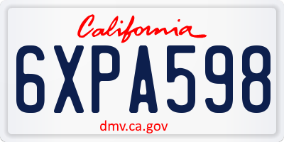 CA license plate 6XPA598