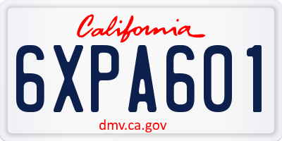 CA license plate 6XPA601