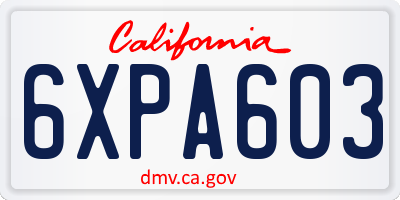 CA license plate 6XPA603