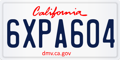 CA license plate 6XPA604