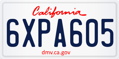 CA license plate 6XPA605