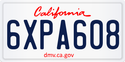 CA license plate 6XPA608