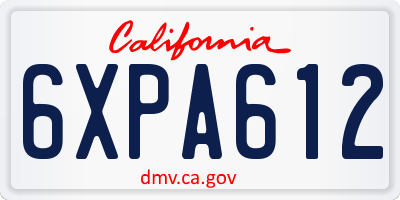CA license plate 6XPA612